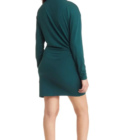 NWT Open Edit Long Sleeve Asymmetric MiniDress | Long Sleeve Dress | Green Dress - Picture 2 of 11